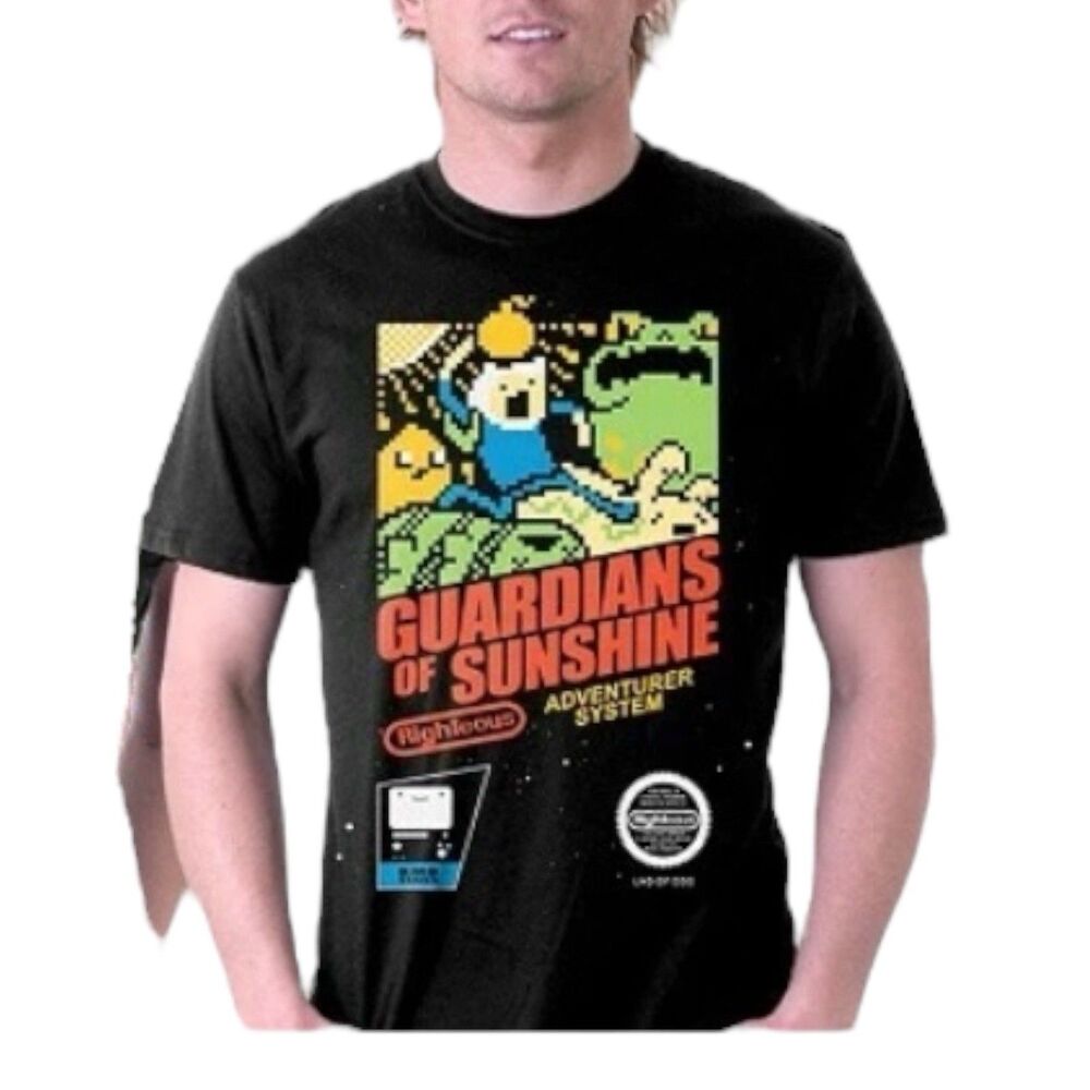 Tee Fury T-Shirt Mens S Black Guardians of Sunshine‎ NES Video Game Parody